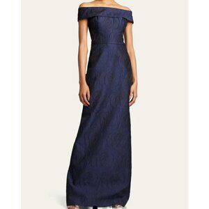 Rickie Freeman for Teri Jon Gown Off-shoulder Jacquard Column Gown